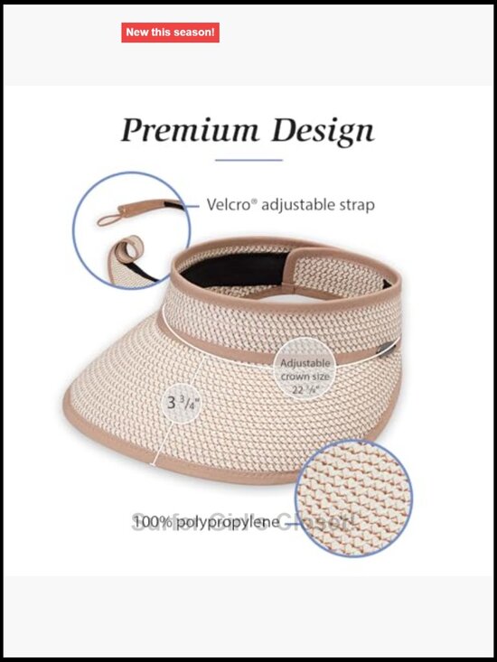 Wide Brim Sun Visor with UPF 50+ Protection - Adjustable Velcro Strap main image 4